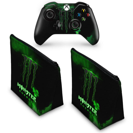 KIT Capa Case e Skin Anti-Rage Xbox One Fat Controle - Monster Energy Drink