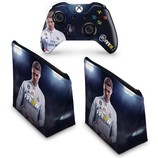 KIT Capa Case e Skin Anti-Rage Xbox One Fat Controle - FIFA 18