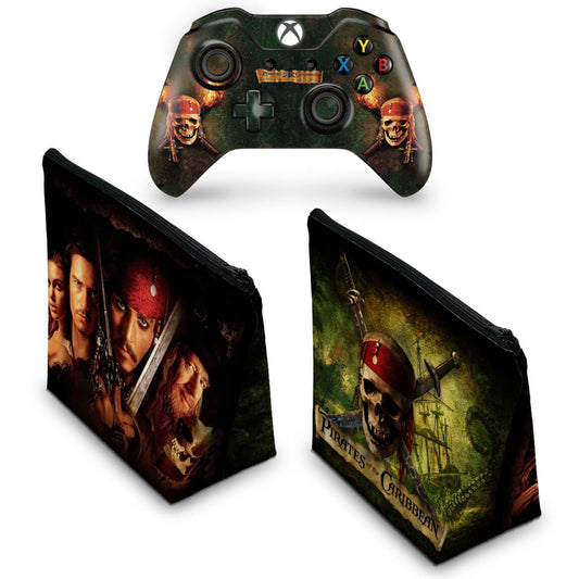 KIT Capa Case e Skin Anti-Rage Xbox One Fat Controle - Piratas do Caribe