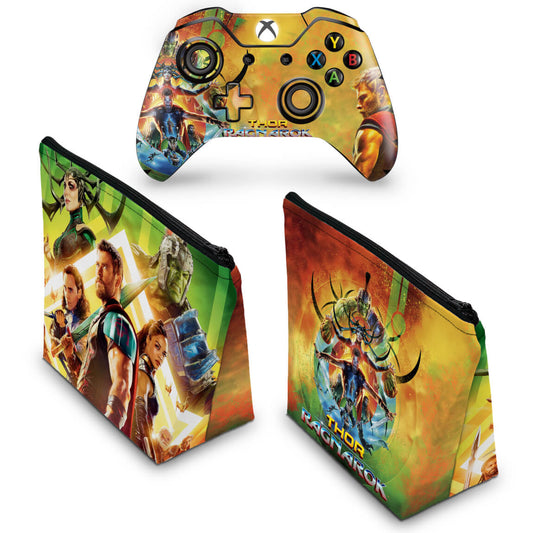 KIT Capa Case e Skin Anti-Rage Xbox One Fat Controle - Thor Ragnarok