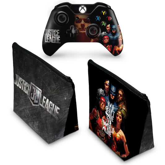 KIT Capa Case e Skin Anti-Rage Xbox One Fat Controle - Liga da Justiça