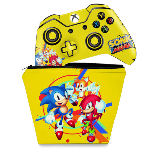 KIT Capa Case e Skin Anti-Rage Xbox One Fat Controle - Sonic Mania