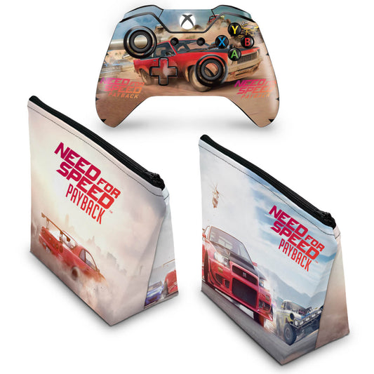 KIT Capa Case e Skin Anti-Rage Xbox One Fat Controle - Need For Speed Payback