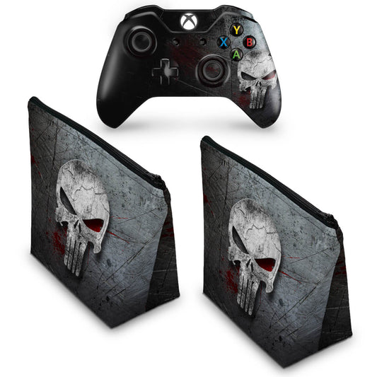 KIT Capa Case e Skin Anti-Rage Xbox One Fat Controle - The Punisher Justiceiro #b