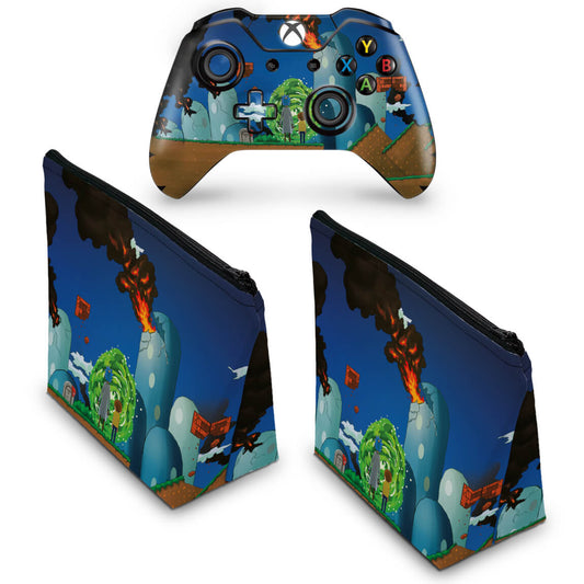 KIT Capa Case e Skin Anti-Rage Xbox One Fat Controle - Rick And Morty Mario