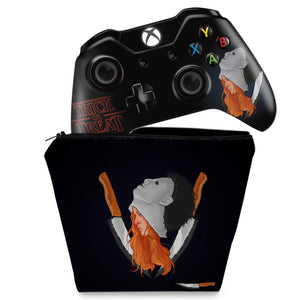 KIT Capa Case e Skin Anti-Rage Xbox One Fat Controle - Stranger Things Max