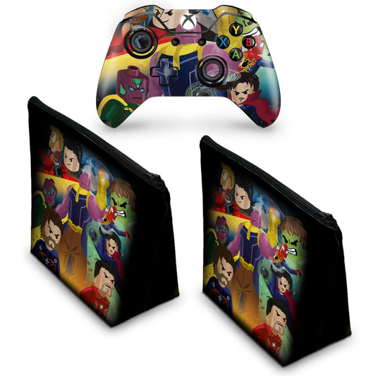 KIT Capa Case e Skin Anti-Rage Xbox One Fat Controle - Lego Avengers Vingadores