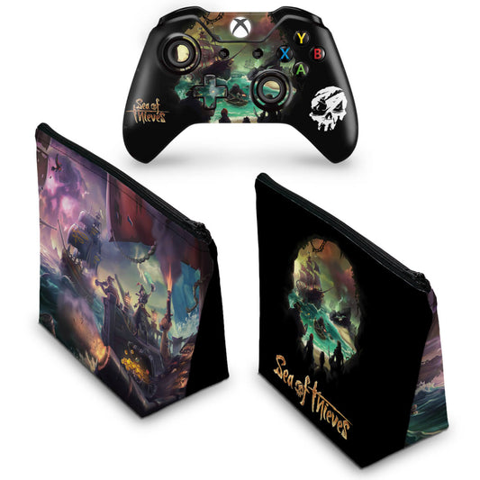 KIT Capa Case e Skin Anti-Rage Xbox One Fat Controle - Sea Of Thieves