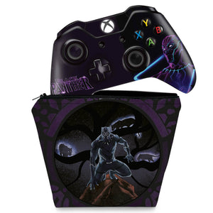 KIT Capa Case e Skin Anti-Rage Xbox One Fat Controle - Pantera Negra
