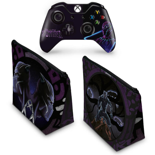 KIT Capa Case e Skin Anti-Rage Xbox One Fat Controle - Pantera Negra