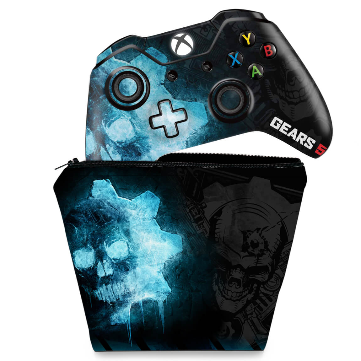 KIT Capa Case e Skin Anti-Rage Xbox One Fat Controle - Gears 5