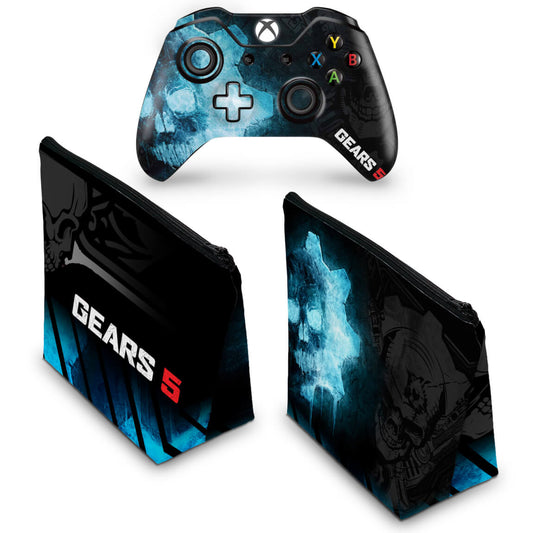 KIT Capa Case e Skin Anti-Rage Xbox One Fat Controle - Gears 5