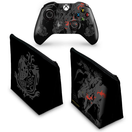 KIT Capa Case e Skin Anti-Rage Xbox One Fat Controle - Monster Hunter Edition