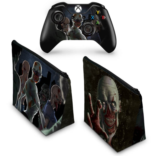 KIT Capa Case e Skin Anti-Rage Xbox One Fat Controle - Zombie Zumbi The Walking