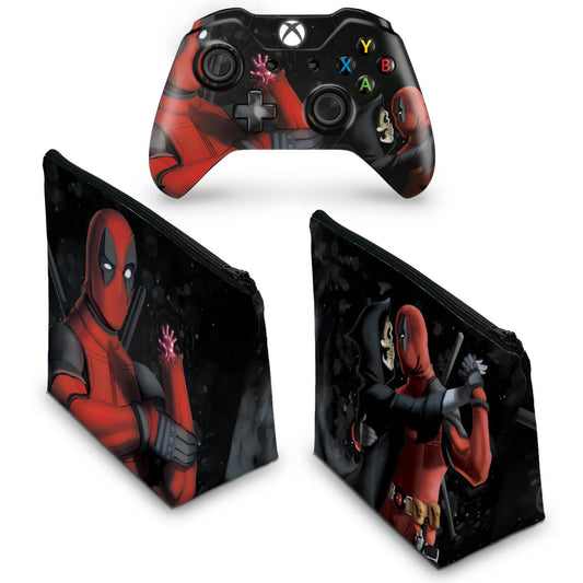 KIT Capa Case e Skin Anti-Rage Xbox One Fat Controle - Deadpool 2