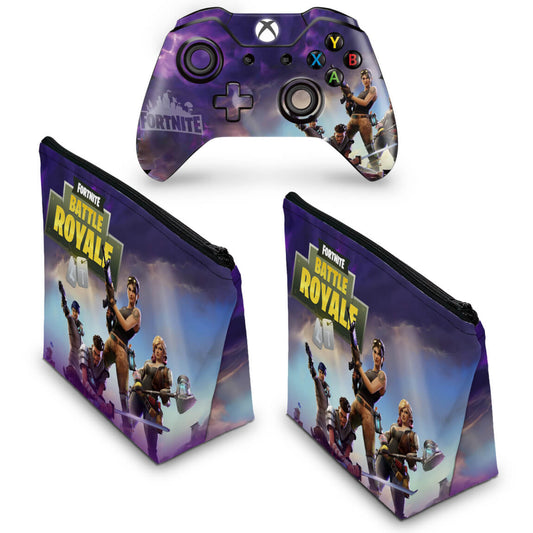 KIT Capa Case e Skin Anti-Rage Xbox One Fat Controle - Fortnite Battle Royale
