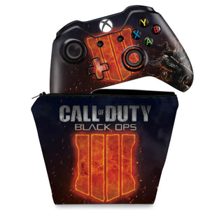 KIT Capa Case e Skin Anti-Rage Xbox One Fat Controle - Call of Duty Black ops 4