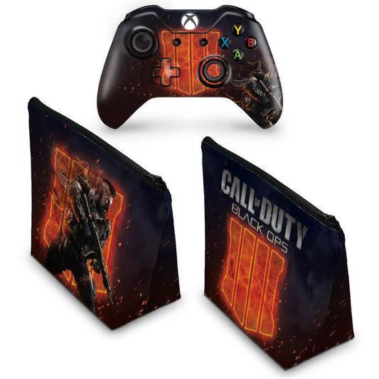 KIT Capa Case e Skin Anti-Rage Xbox One Fat Controle - Call of Duty Black ops 4