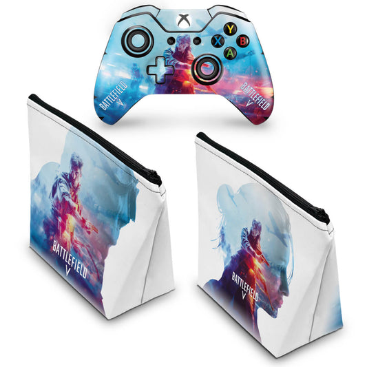 KIT Capa Case e Skin Anti-Rage Xbox One Fat Controle - Battlefield V