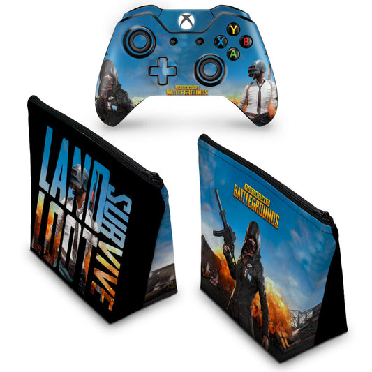 KIT Capa Case e Skin Anti-Rage Xbox One Fat Controle - Players Unknown Battlegrounds PUBG