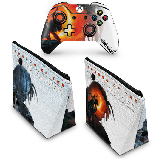 KIT Capa Case e Skin Anti-Rage Xbox One Fat Controle - Shadow Of The Tomb Raider