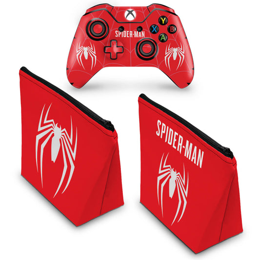 KIT Capa Case e Skin Anti-Rage Xbox One Fat Controle - Spider-man Bundle