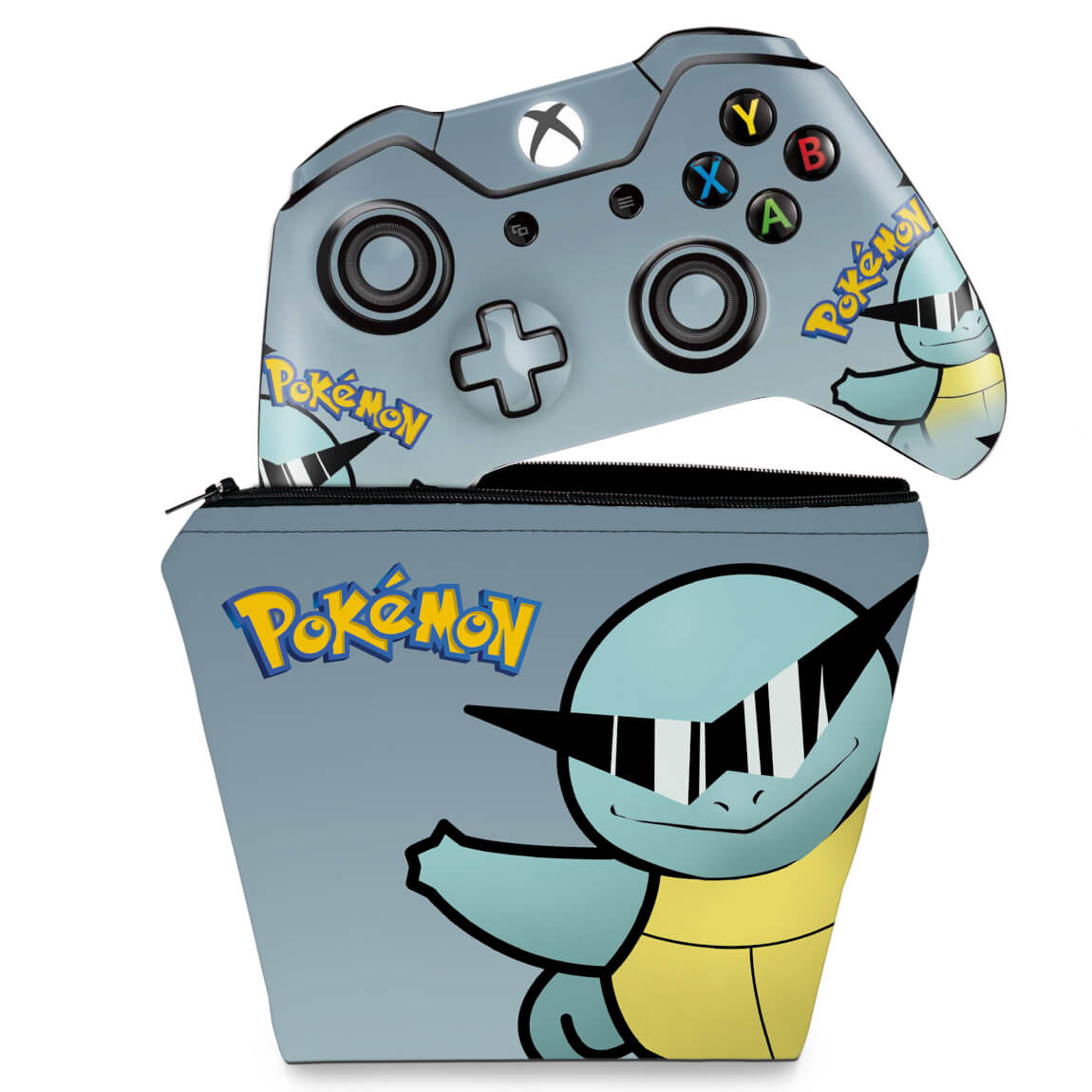 KIT Capa Case e Skin Anti-Rage Xbox One Fat Controle - Pokemon Squirtle