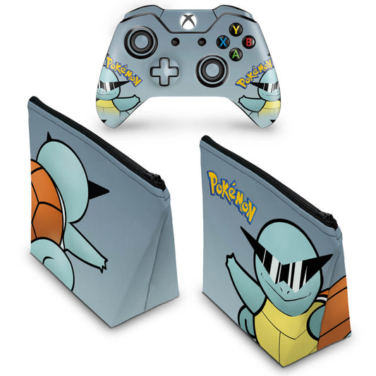 KIT Capa Case e Skin Anti-Rage Xbox One Fat Controle - Pokemon Squirtle