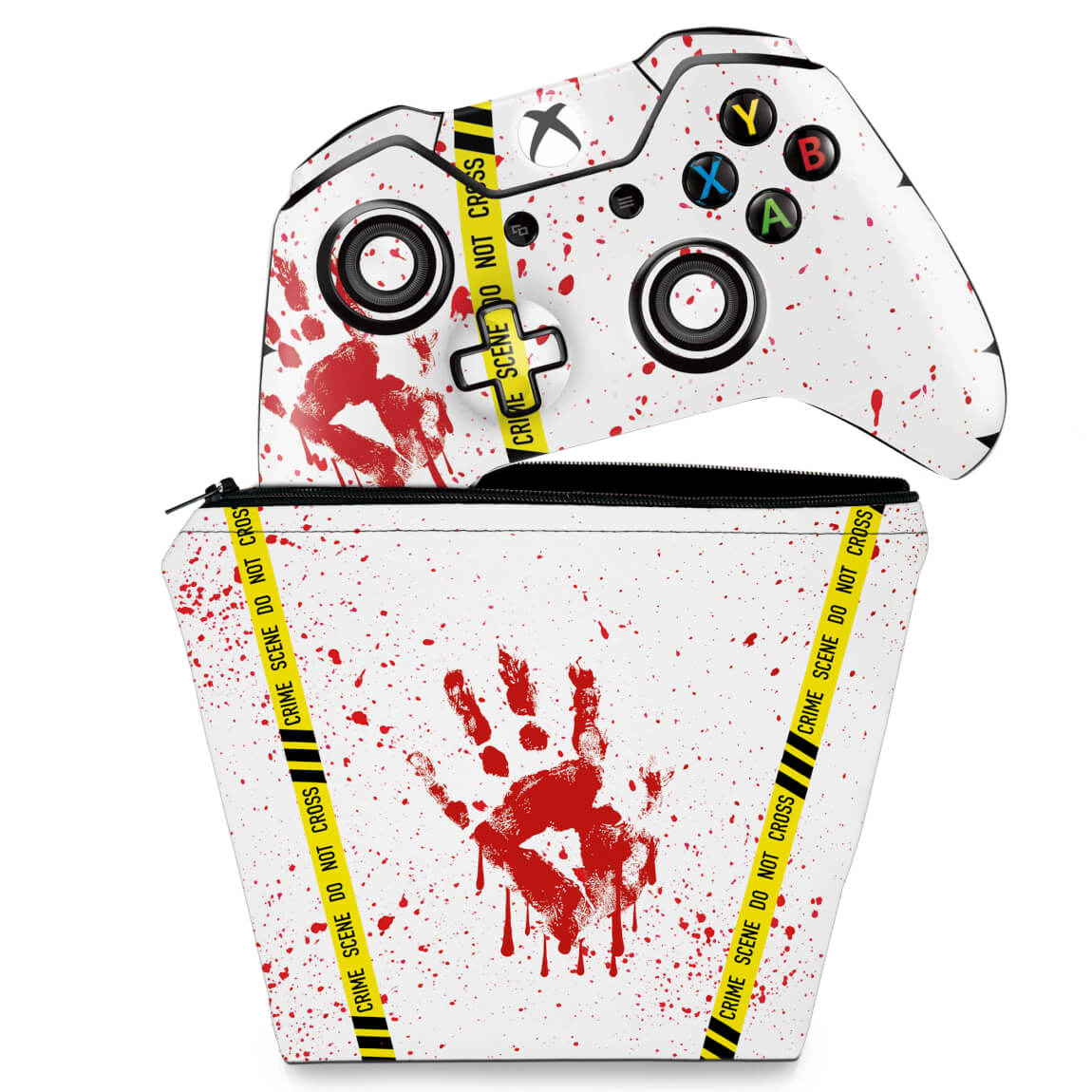 KIT Capa Case e Skin Anti-Rage Xbox One Fat Controle - Cena de Crime Scene