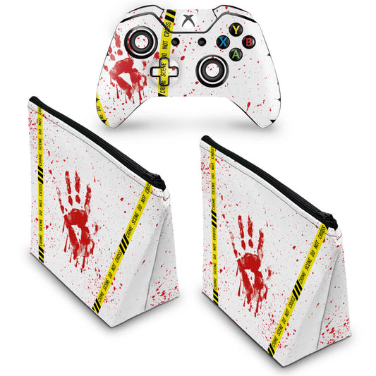 KIT Capa Case e Skin Anti-Rage Xbox One Fat Controle - Cena de Crime Scene