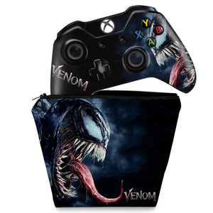 KIT Capa Case e Skin Anti-Rage Xbox One Fat Controle - Venom