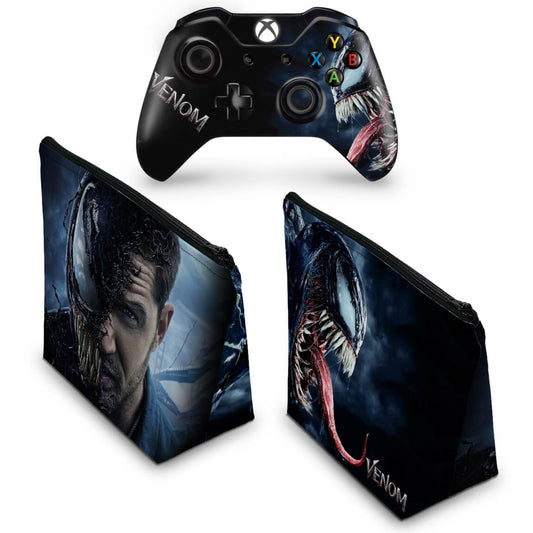 KIT Capa Case e Skin Anti-Rage Xbox One Fat Controle - Venom