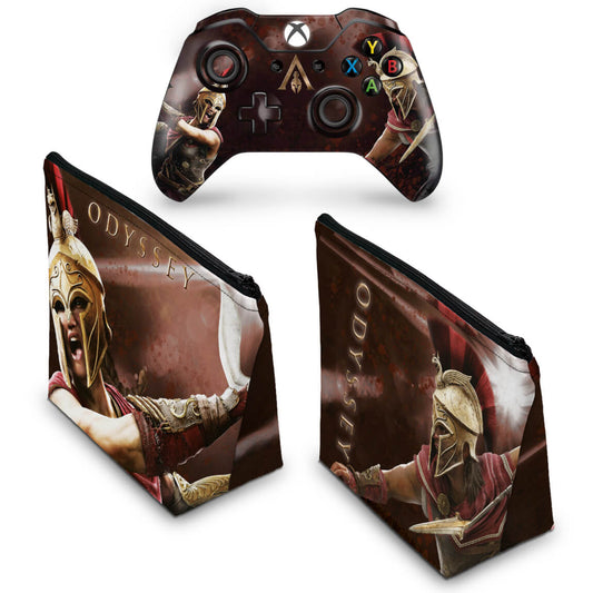 KIT Capa Case e Skin Anti-Rage Xbox One Fat Controle - Assassin's Creed Odyssey