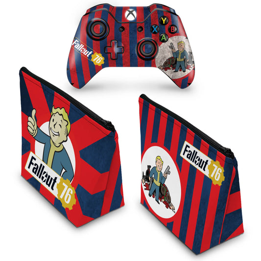 KIT Capa Case e Skin Anti-Rage Xbox One Fat Controle - Fallout 76