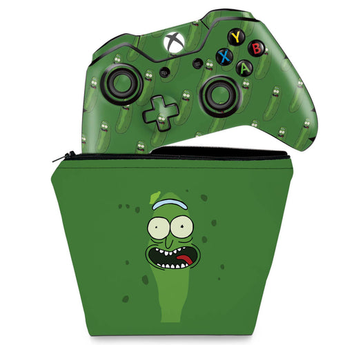 KIT Capa Case e Skin Anti-Rage Xbox One Fat Controle - Pickle Rick and Morty