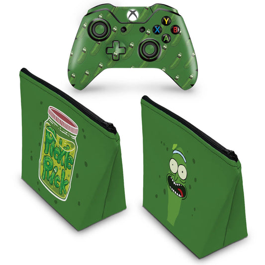 KIT Capa Case e Skin Anti-Rage Xbox One Fat Controle - Pickle Rick and Morty