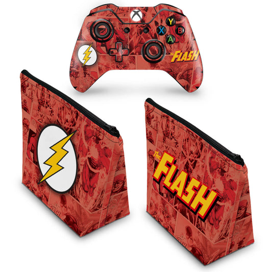 KIT Capa Case e Skin Anti-Rage Xbox One Fat Controle - The Flash Comics