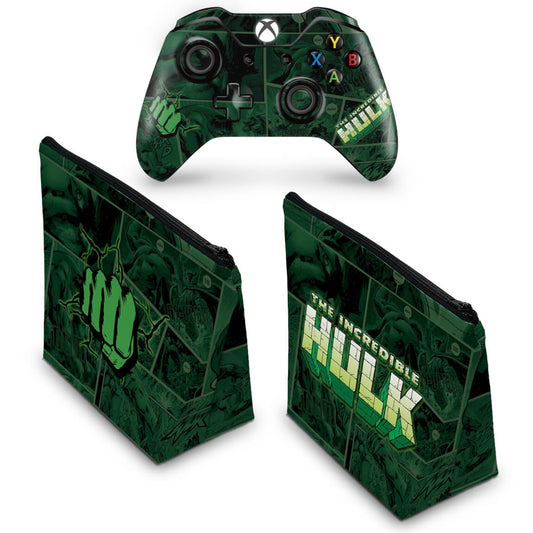 KIT Capa Case e Skin Anti-Rage Xbox One Fat Controle - Hulk Comics