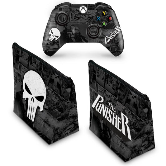 KIT Capa Case e Skin Anti-Rage Xbox One Fat Controle - The Punisher Justiceiro Comics