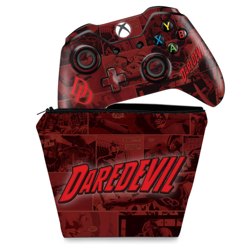 KIT Capa Case e Skin Anti-Rage Xbox One Fat Controle - Daredevil Demolidor Comics