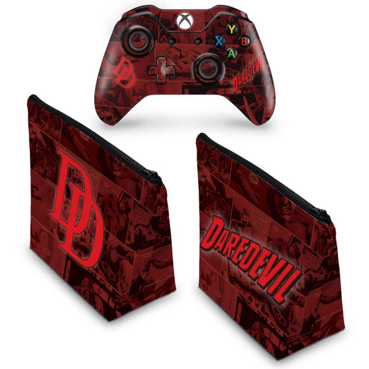 KIT Capa Case e Skin Anti-Rage Xbox One Fat Controle - Daredevil Demolidor Comics