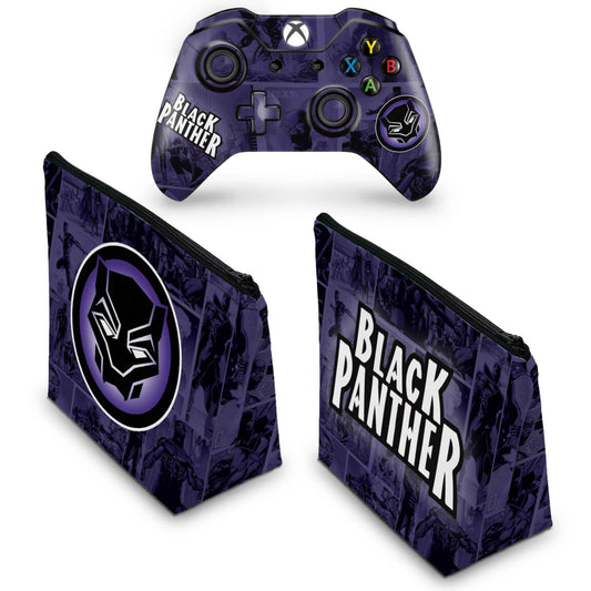 KIT Capa Case e Skin Anti-Rage Xbox One Fat Controle - Pantera Negra Comics