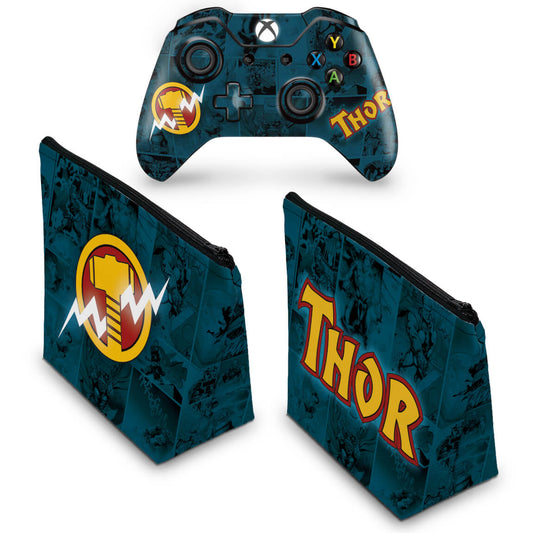 KIT Capa Case e Skin Anti-Rage Xbox One Fat Controle - Thor Comics
