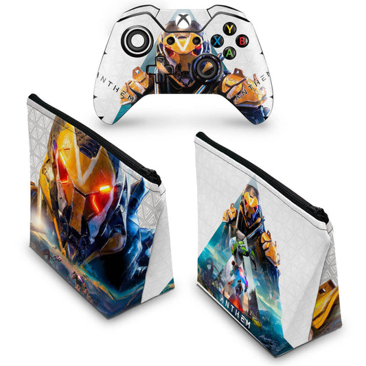 KIT Capa Case e Skin Anti-Rage Xbox One Fat Controle - Anthem