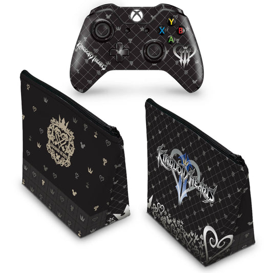 KIT Capa Case e Skin Anti-Rage Xbox One Fat Controle - Kingdom Hearts 3 III