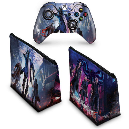 KIT Capa Case e Skin Anti-Rage Xbox One Fat Controle - Devil May Cry 5