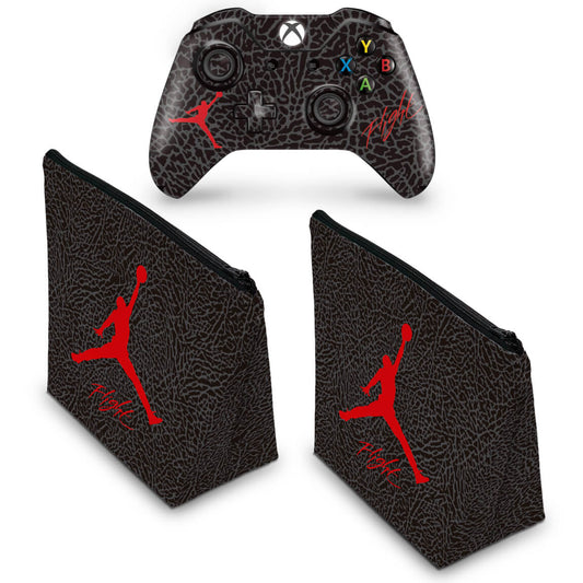 KIT Capa Case e Skin Anti-Rage Xbox One Fat Controle - Air Jordan Flight