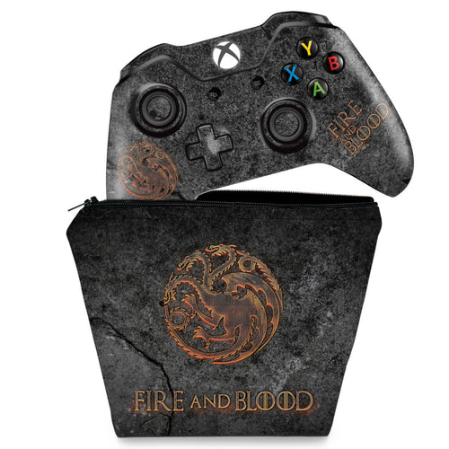 KIT Capa Case e Skin Anti-Rage Xbox One Fat Controle - Game of Thrones Targaryen