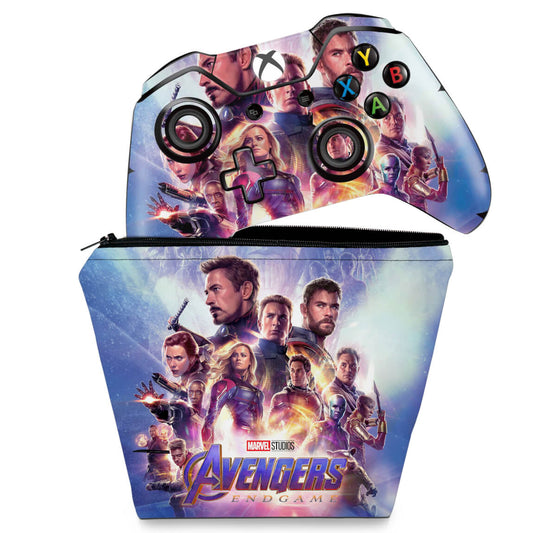 KIT Capa Case e Skin Anti-Rage Xbox One Fat Controle - Vingadores Ultimato Endgame