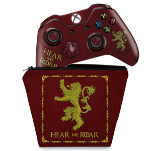 KIT Capa Case e Skin Anti-Rage Xbox One Fat Controle - Game Of Thrones Lannister
